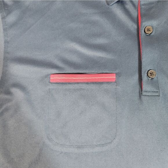 FootJoy Men's Golf Shirt Size L Blue Performance Polo With Pink Chest Pocket - Picture 7 of 13